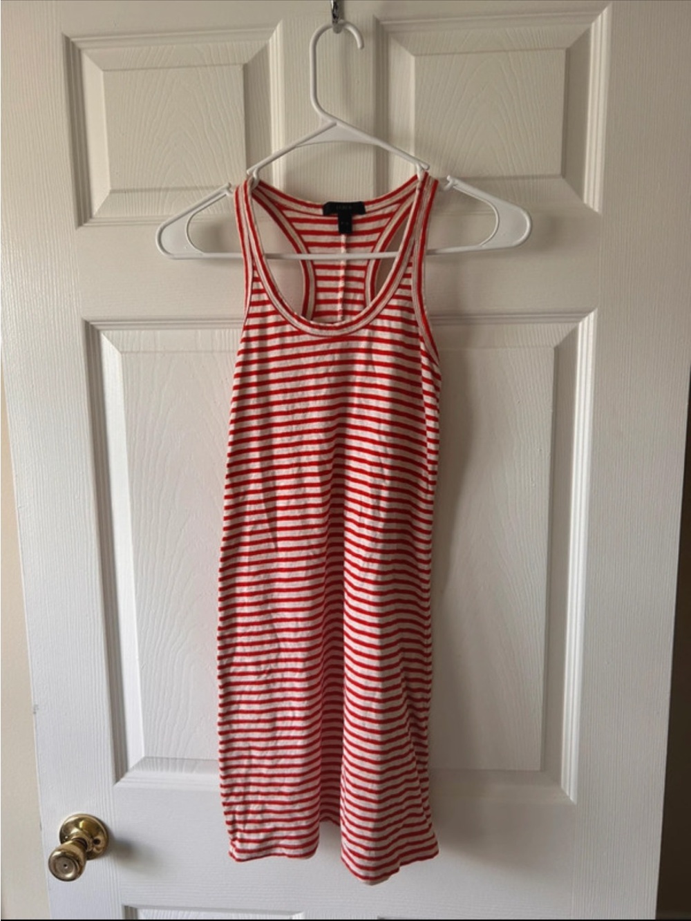J. Crew Red and White Striped Ribbed Racerback Tank - Picture 2 of 3
